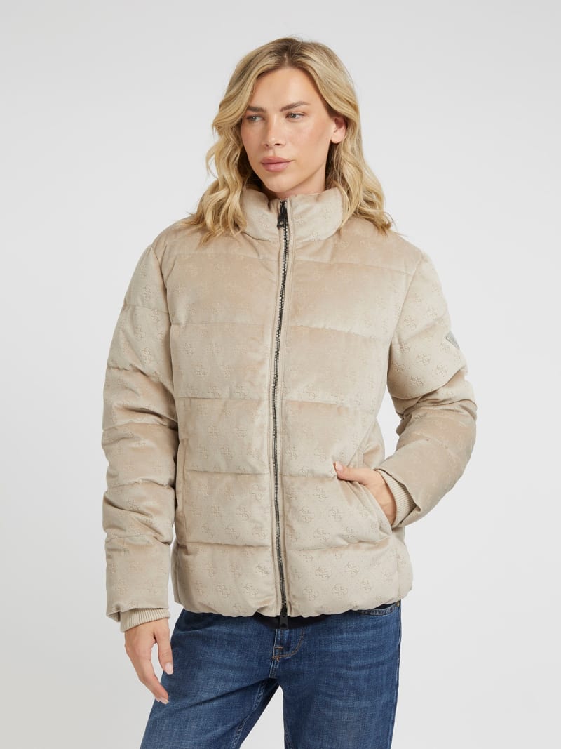 GUESS 4G logo velvet puffer