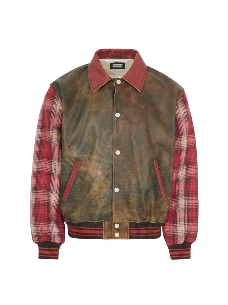 Guess leather bomber jacket shop