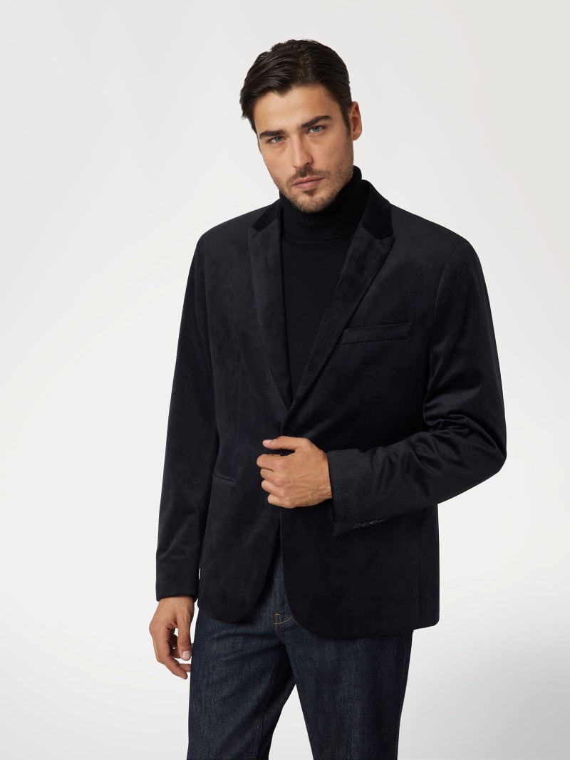 Black velvet blazer men best sale