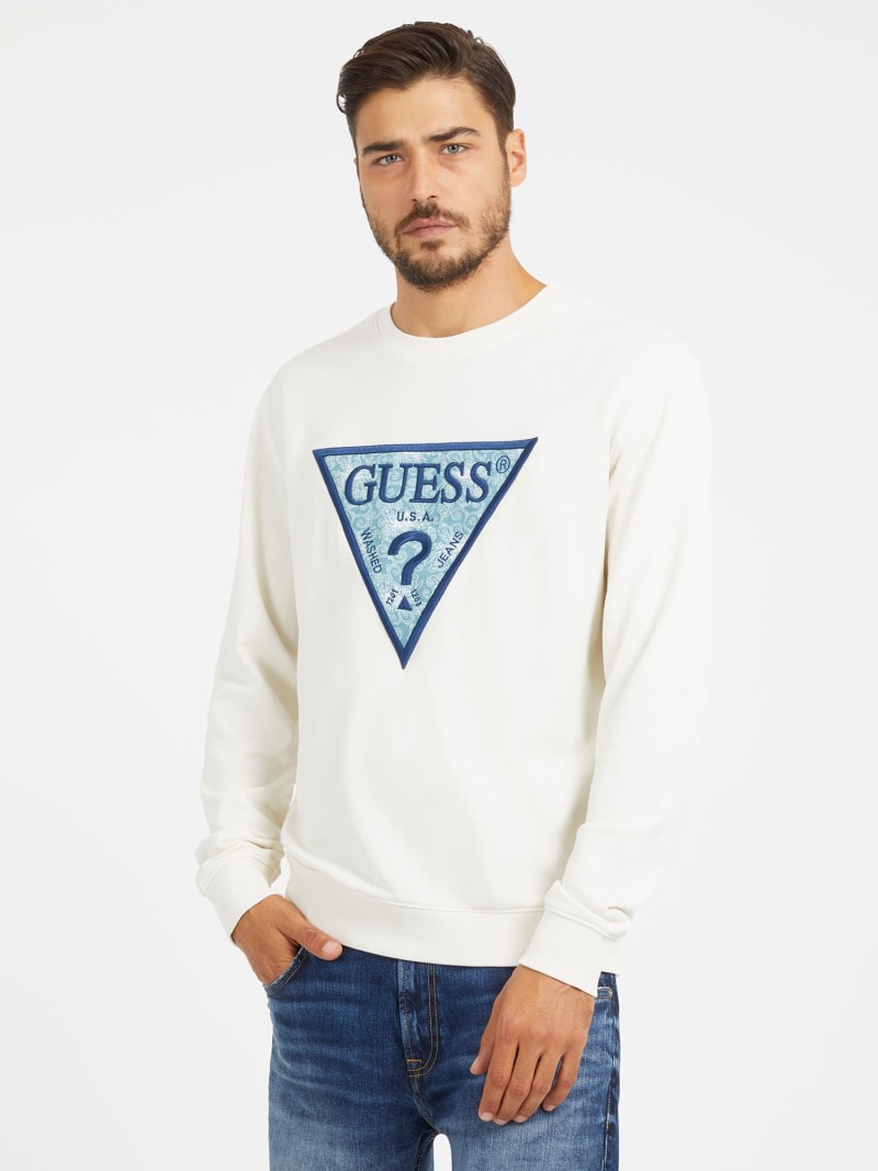Guess triangle hot sale sweatshirt