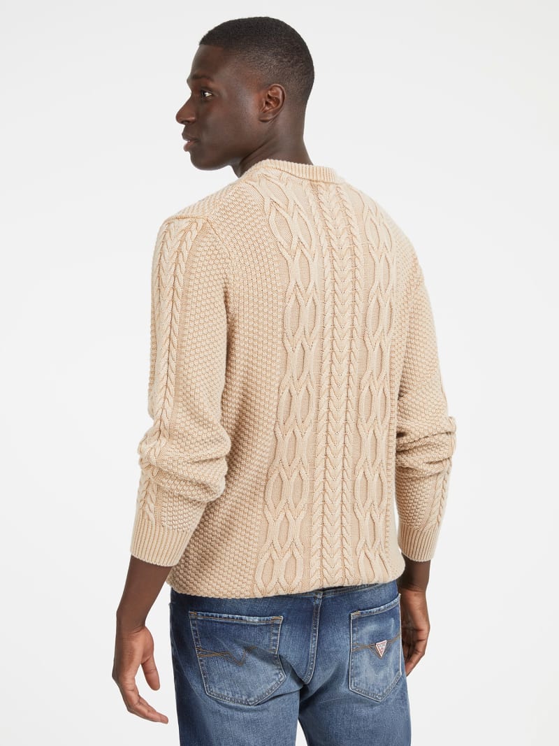 Beige cable knit sweater shop