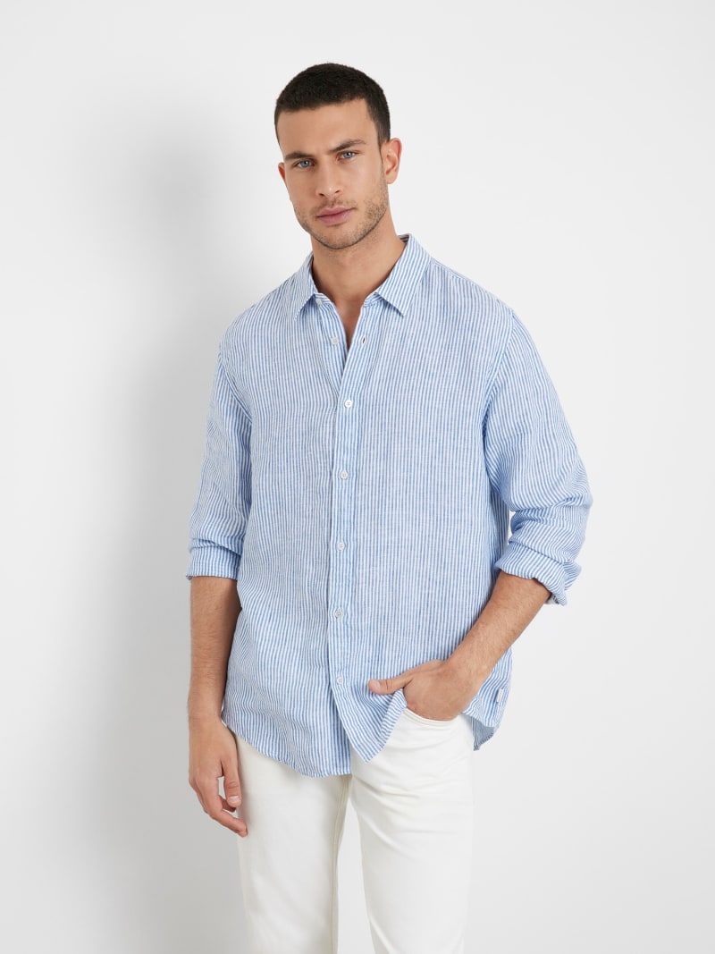 Chemise en lin rayee