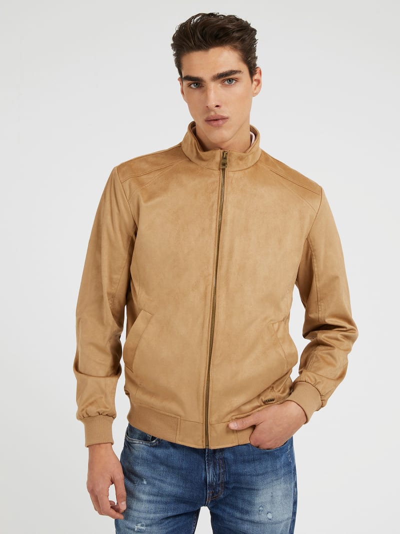 Faux suede bomber