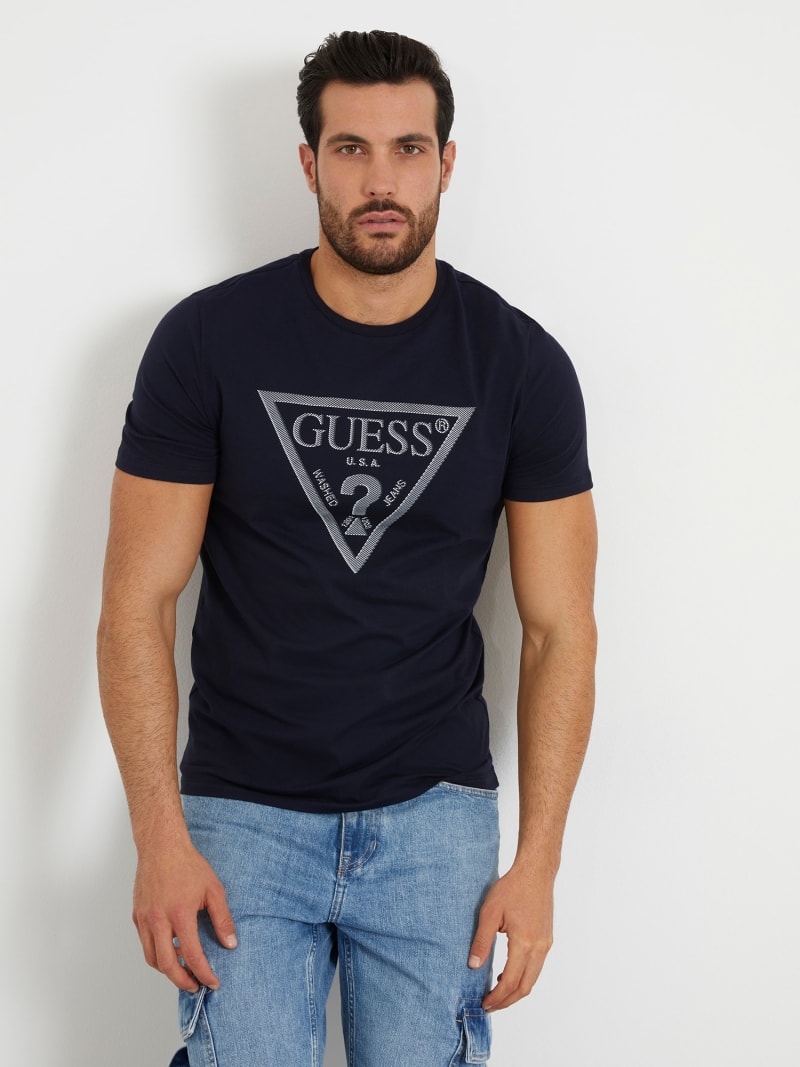 Stretch t-shirt met driehoek logo Heren | Officiële GUESS® Website