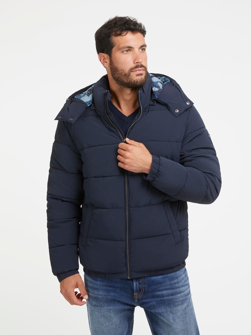 Casaco puffer de nylon elástico