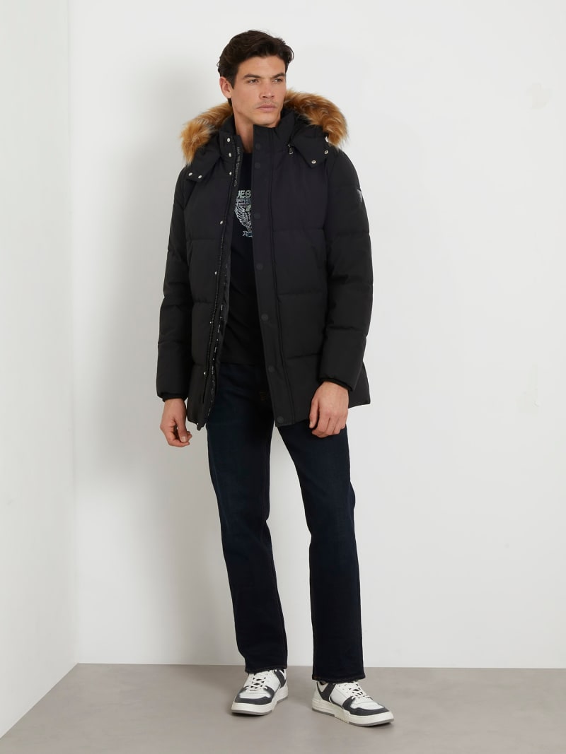 Guess puffer coat with faux fur hood outlet