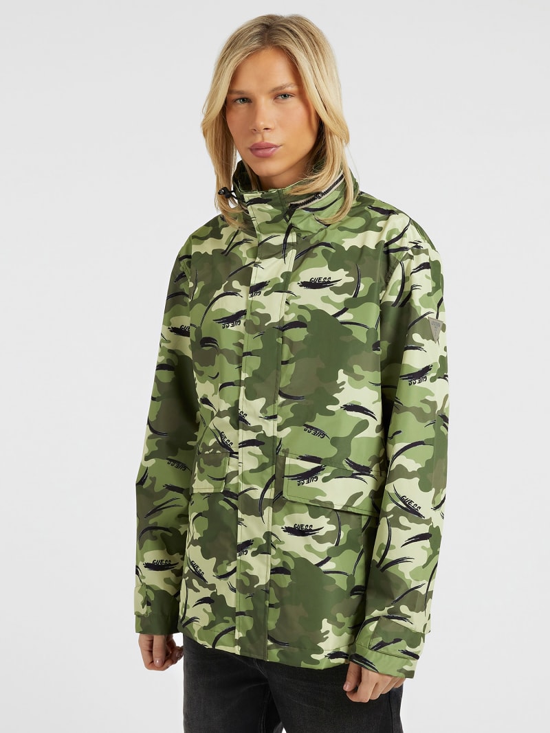 Płaszcz przeciwdeszczowy z printem camouflage