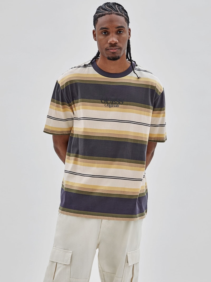 Mens guess striped tee hot sale