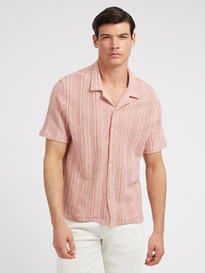 Pink striped guess deals shirt
