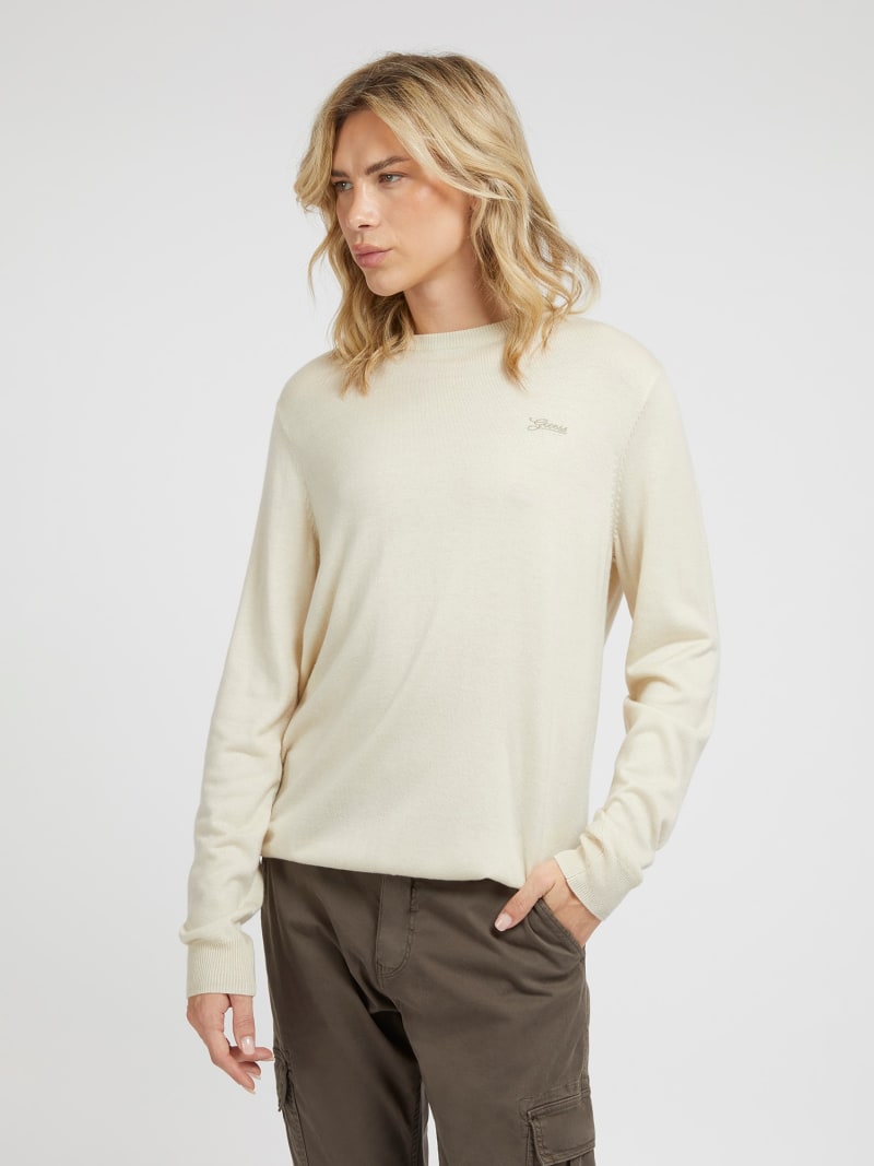 GUESS Crew neck silk blend sweater Men