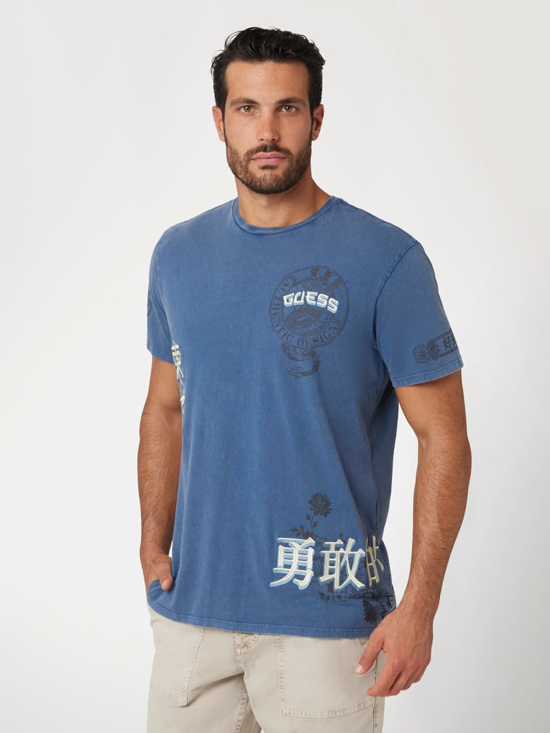 GUESS T shirt imprime devant et dos Homme