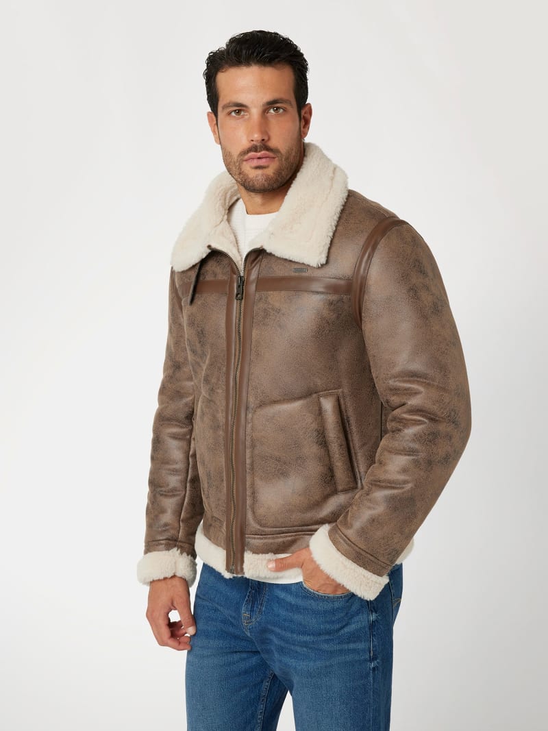 GUESS Faux leather jacket Men