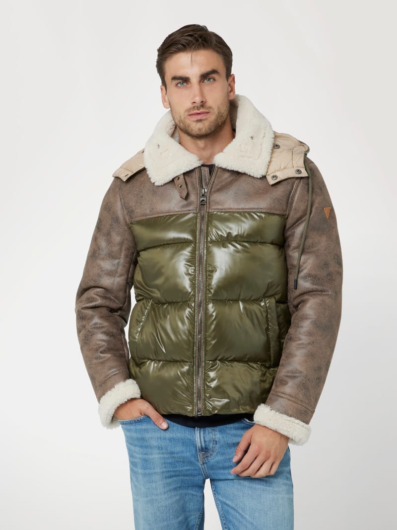 GUESS Faux leather puffer Men