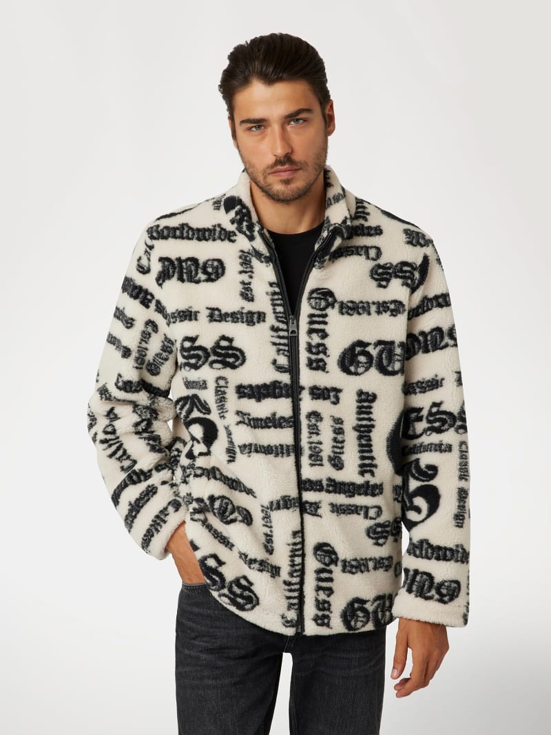 Printed faux sherpa jacket