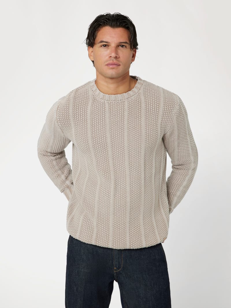 Crew neck cotton blend sweater