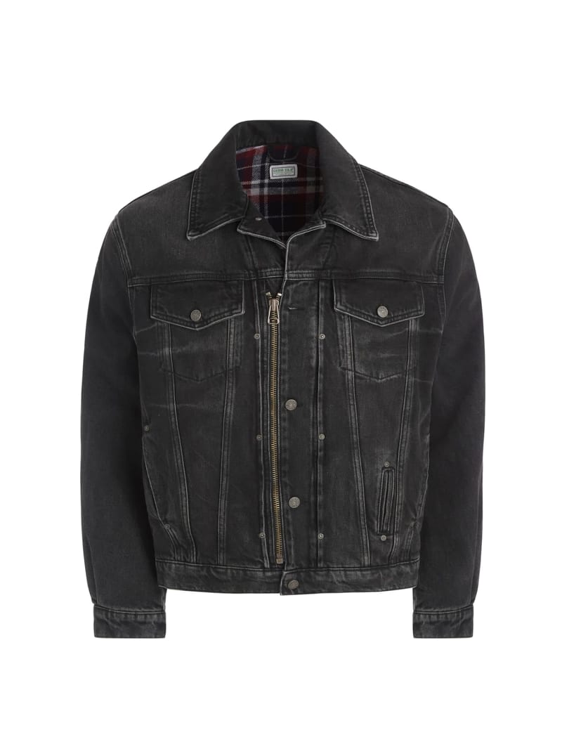 Black denim jacket guess hot sale