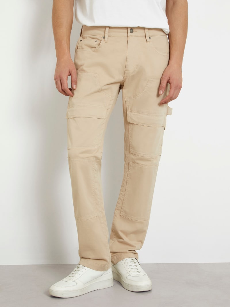 Pantaloni cargo in satin a vita media