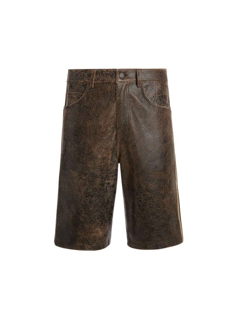 Crackle leather shorts