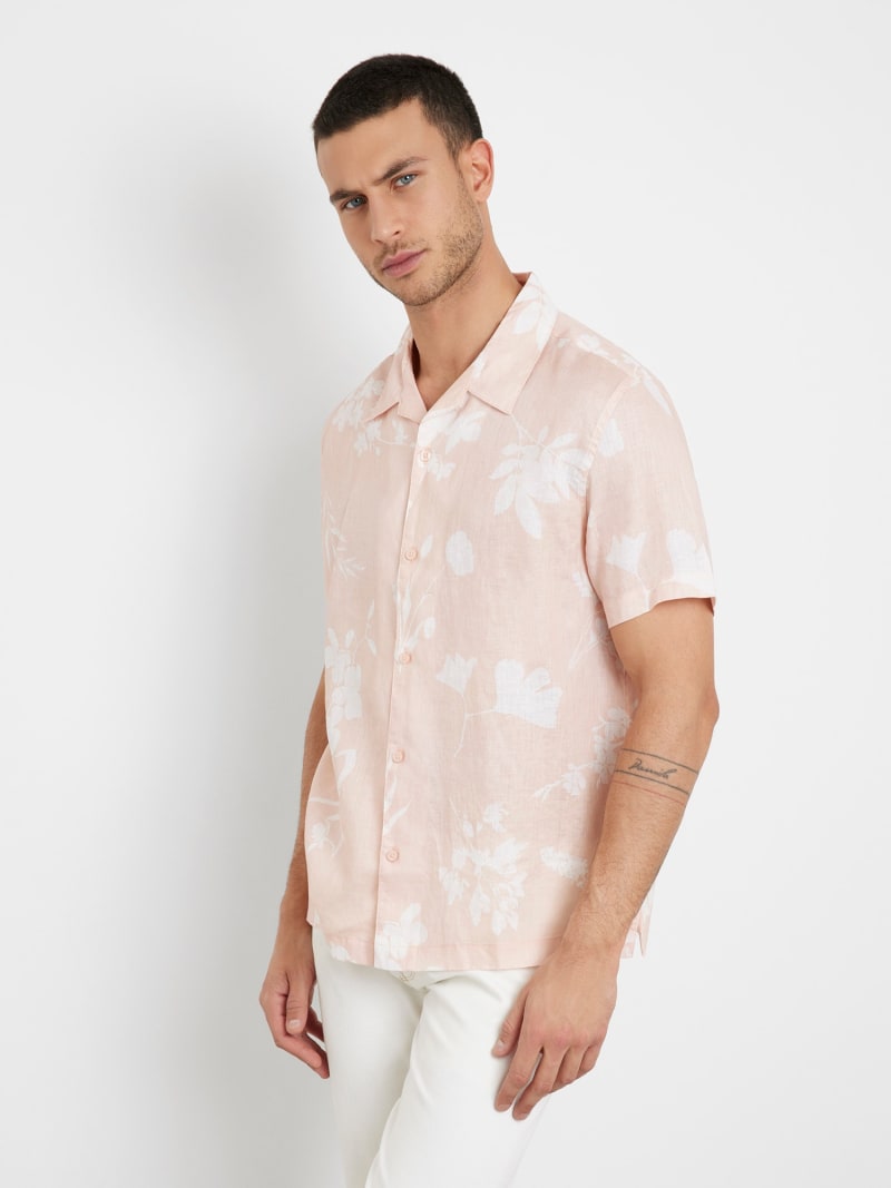 Floral print linen shirt