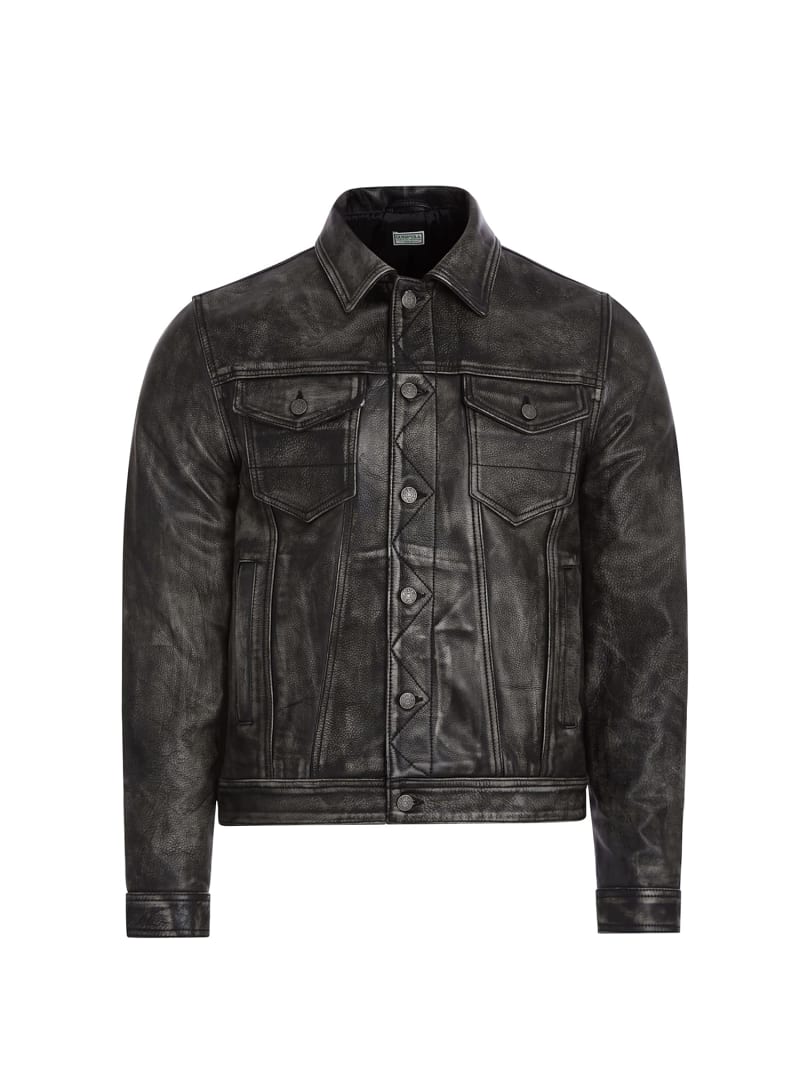 GUESS Veste en cuir effet use