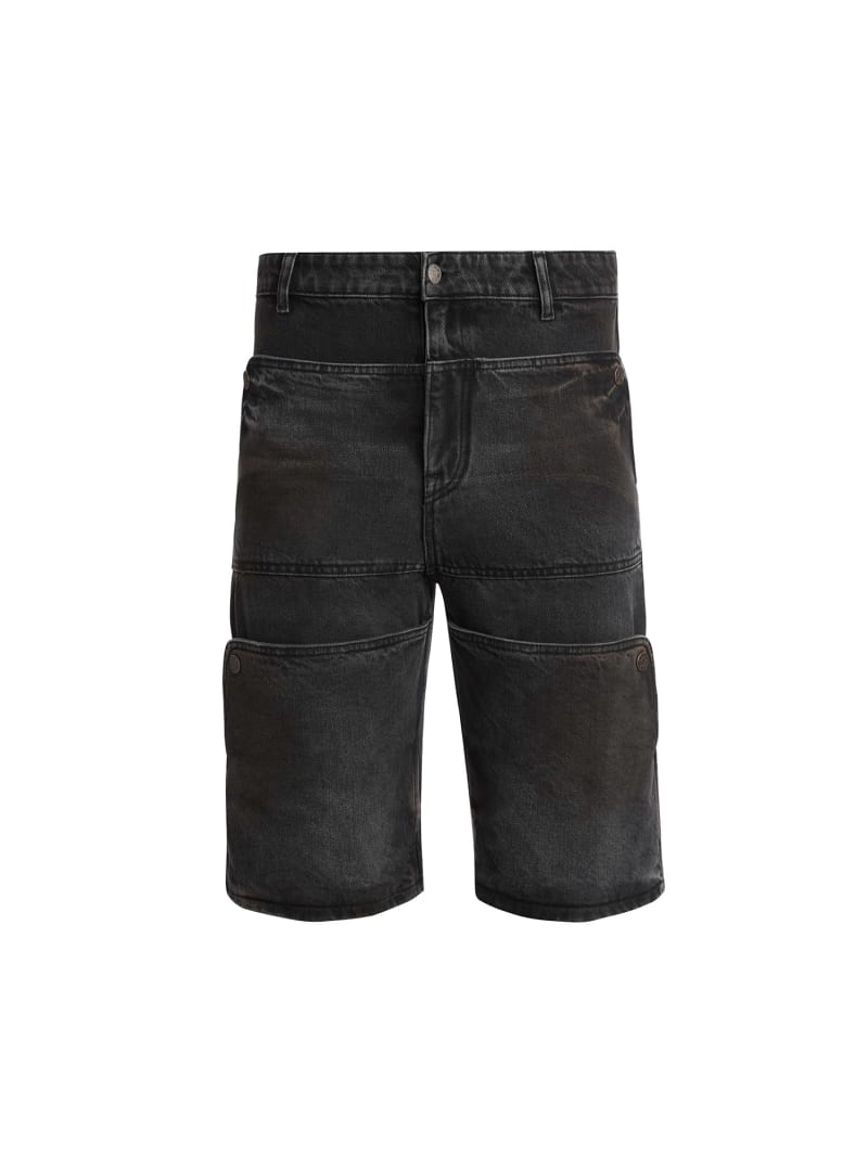 Mid rise black denim shorts store