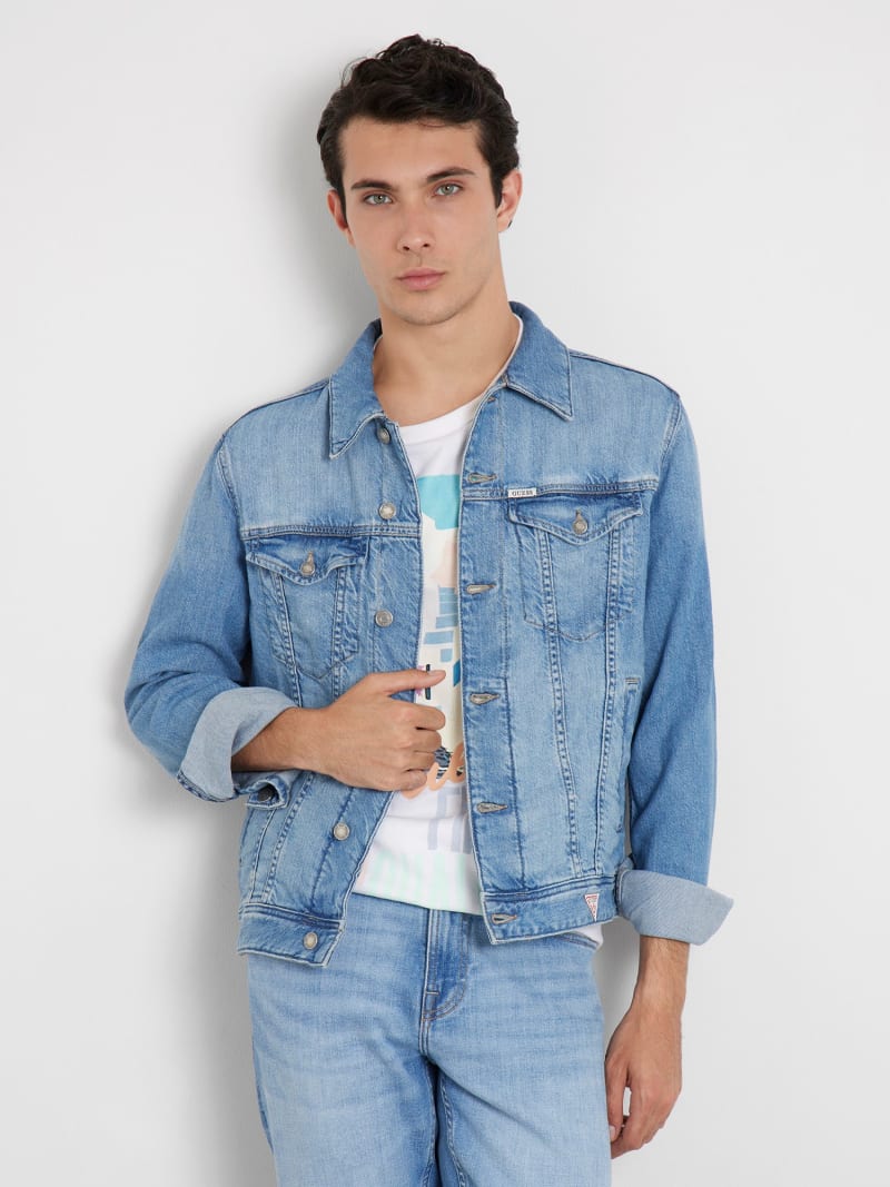 Slim fit jean jacket mens on sale