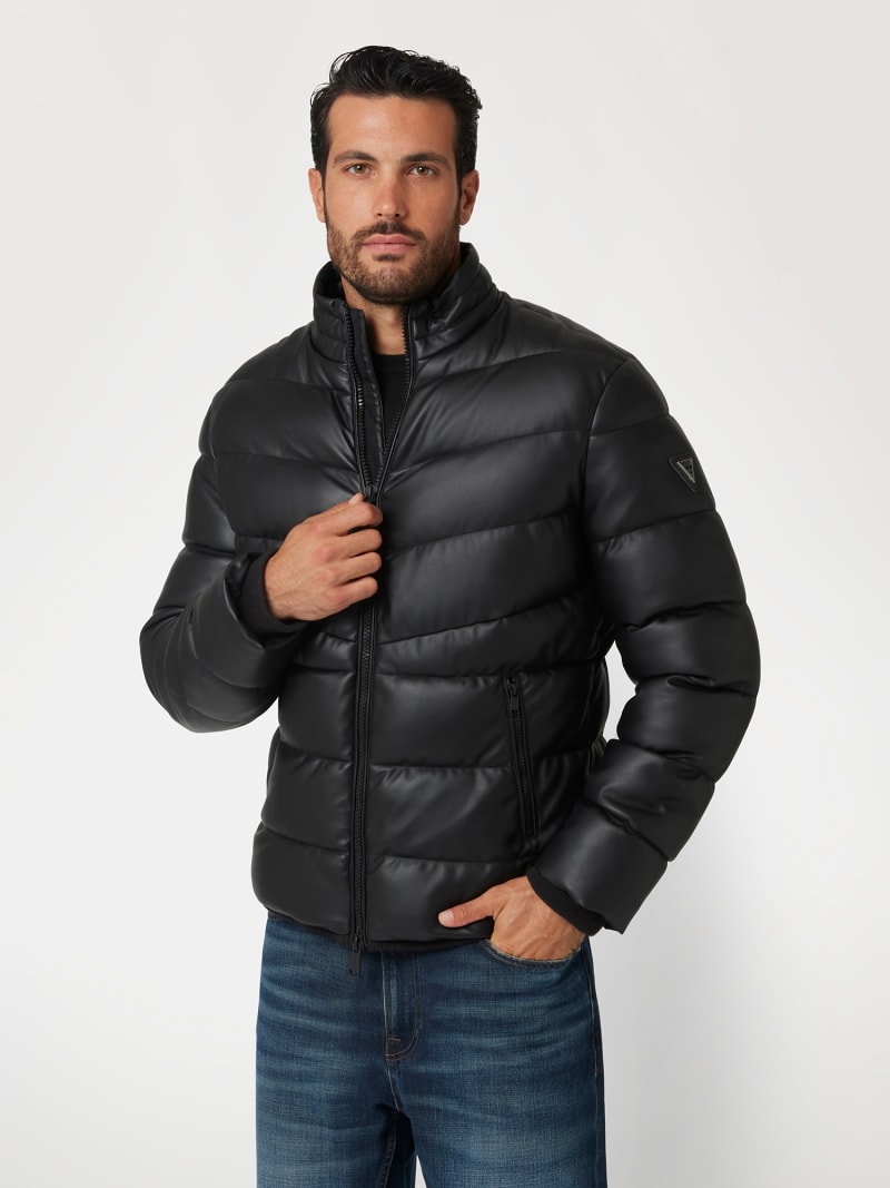 GUESS Faux leather puffer Men