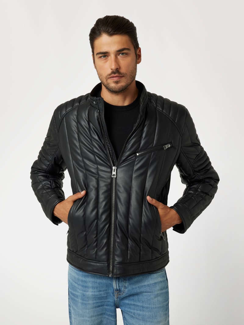 Faux leather padded jacket