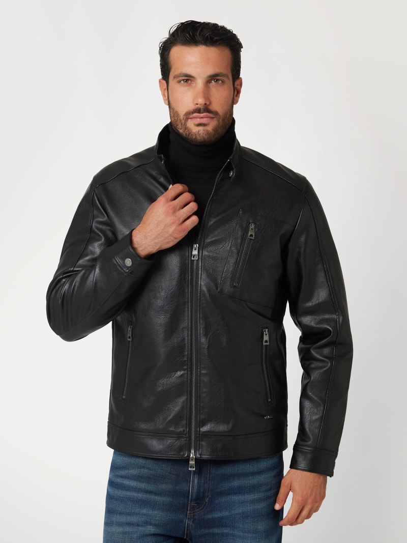 GUESS Chaqueta de piel sintetica Hombre
