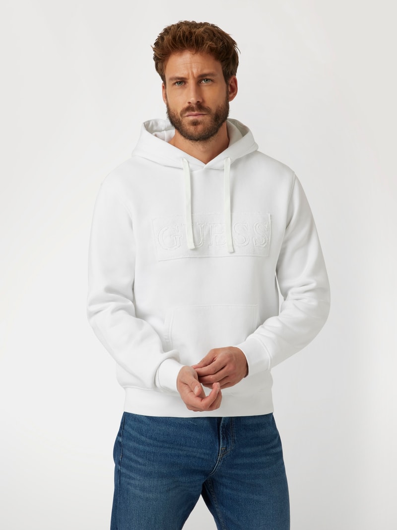 White guess hoodie mens on sale
