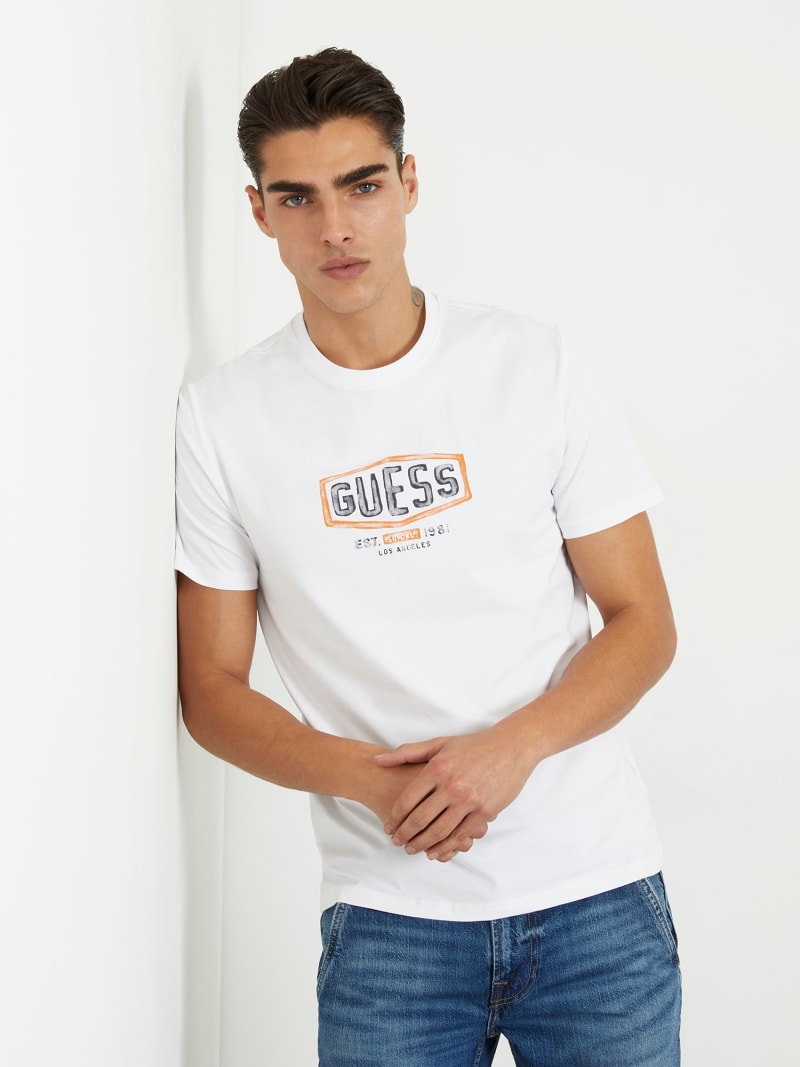 Stretch T-shirt met logo op de voorkant