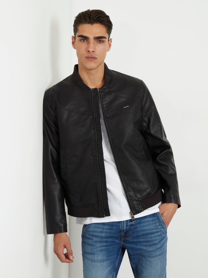 FAUX LEATHER BOMBER JACKET