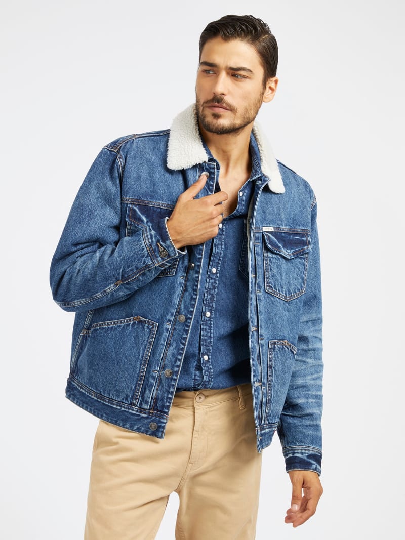 Sherpa collar denim jacket