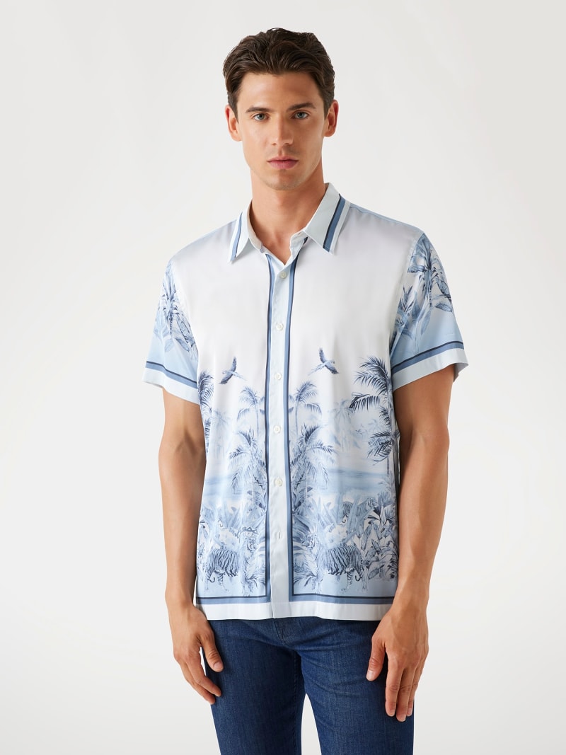 Camicia Uomo Claudio Lugli Chitarre Manica Lunga - Cotone Satinato Bianco, Taglio Slim Fit