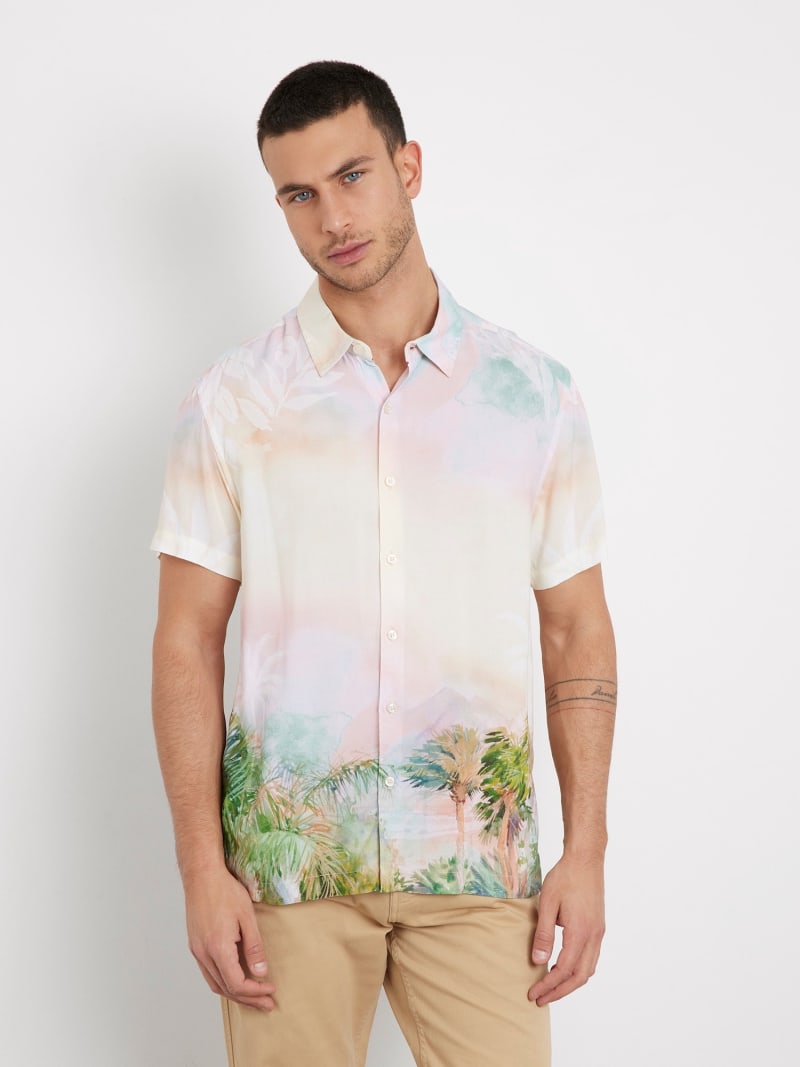 GUESS Camisa con estampado integral Hombre