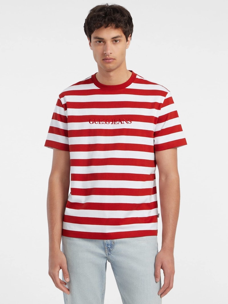 Guess jeans striped t shirt mens online