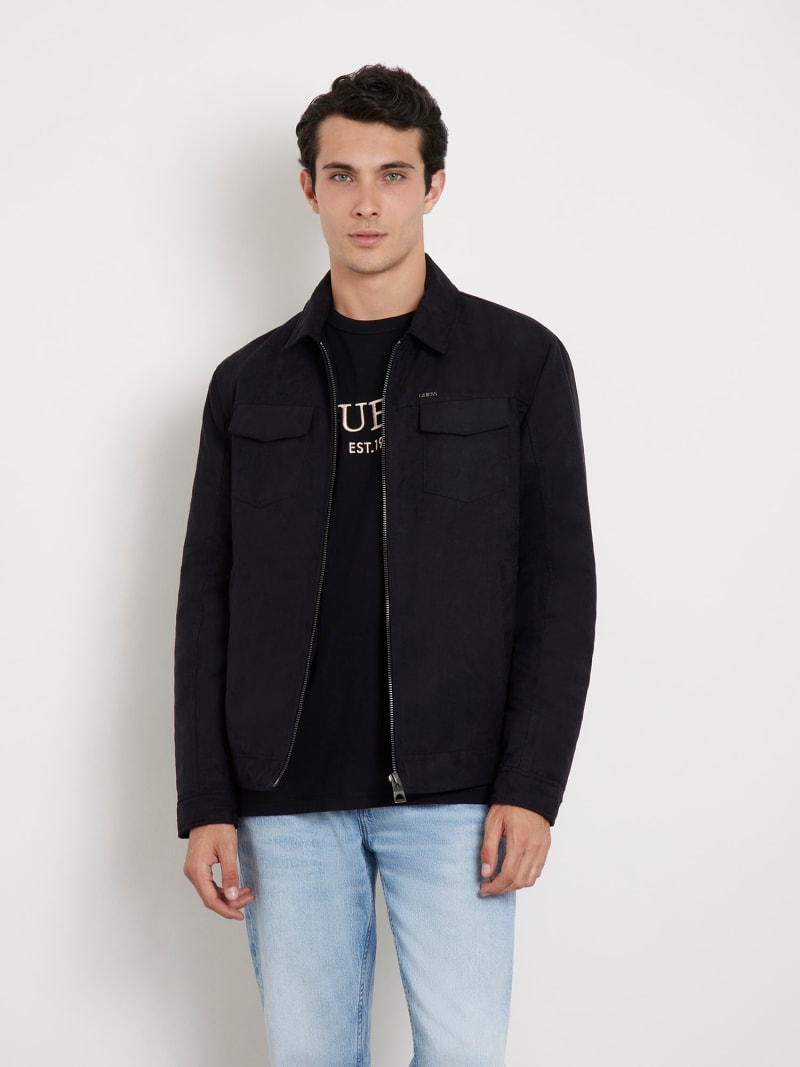 Black faux suede jacket mens shop
