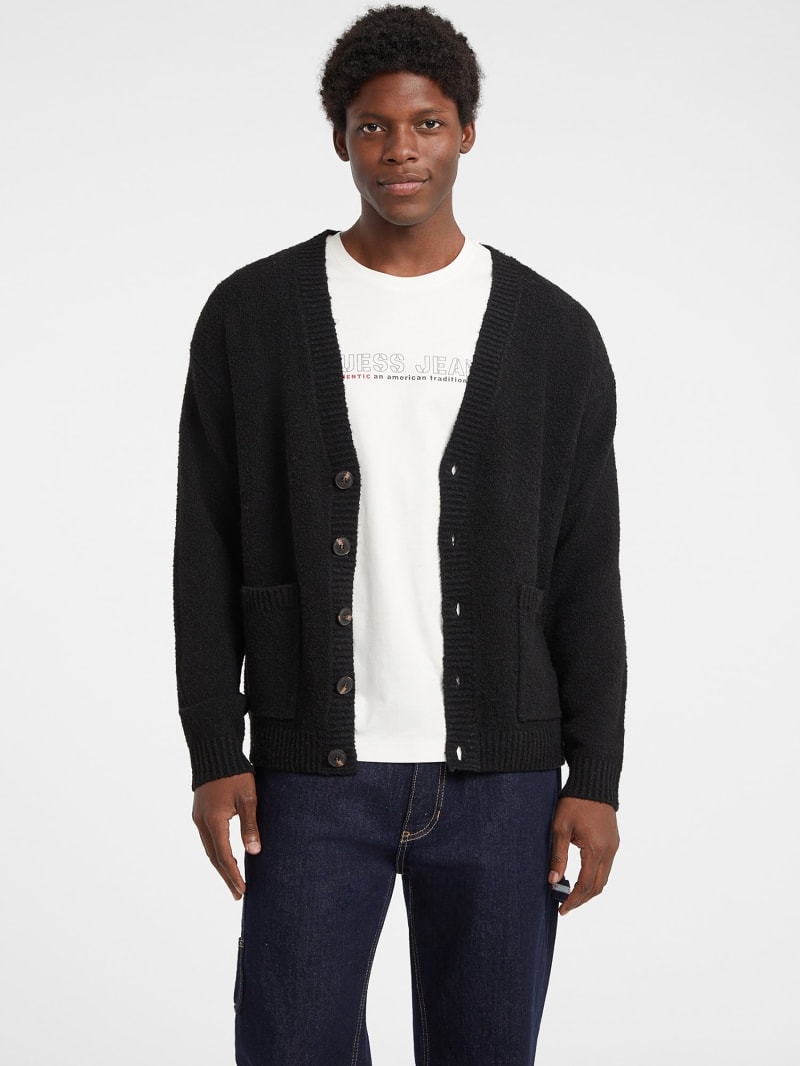 Guess beniko boucle slate cardi w5br54zo702