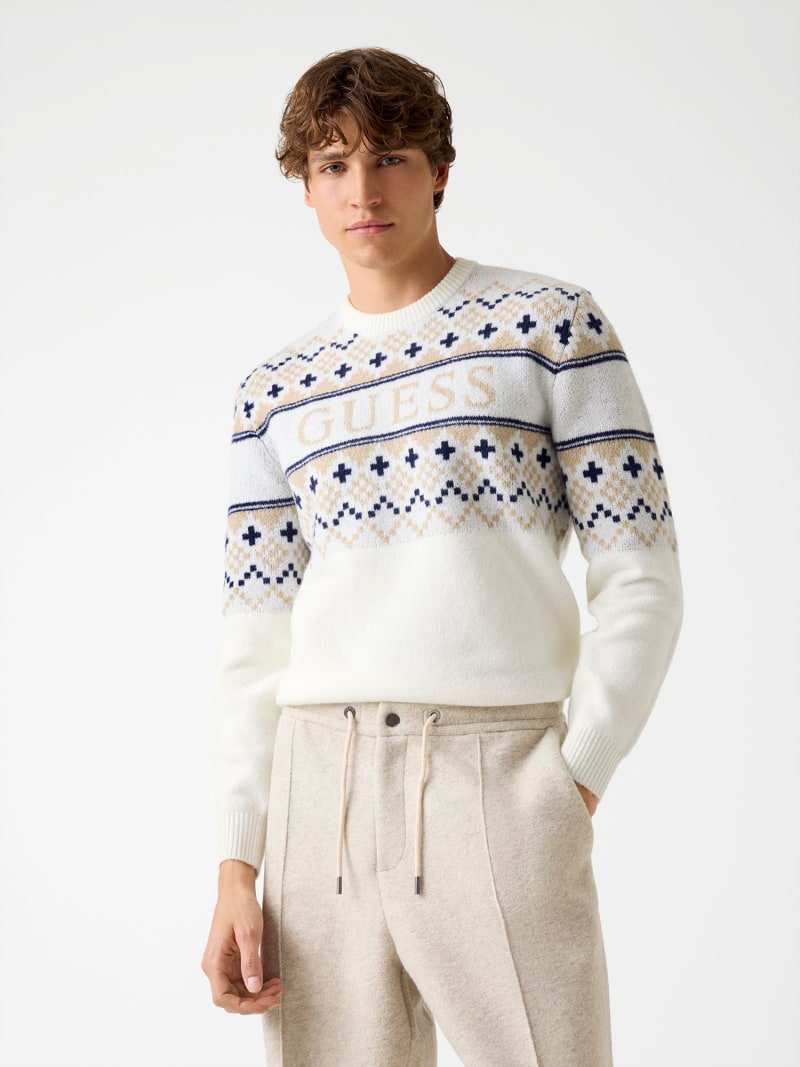 ゆん　 Nordic logolu yün karışımlı kazak Erkek | GUESS® Geçmiş Koleksiyonlar