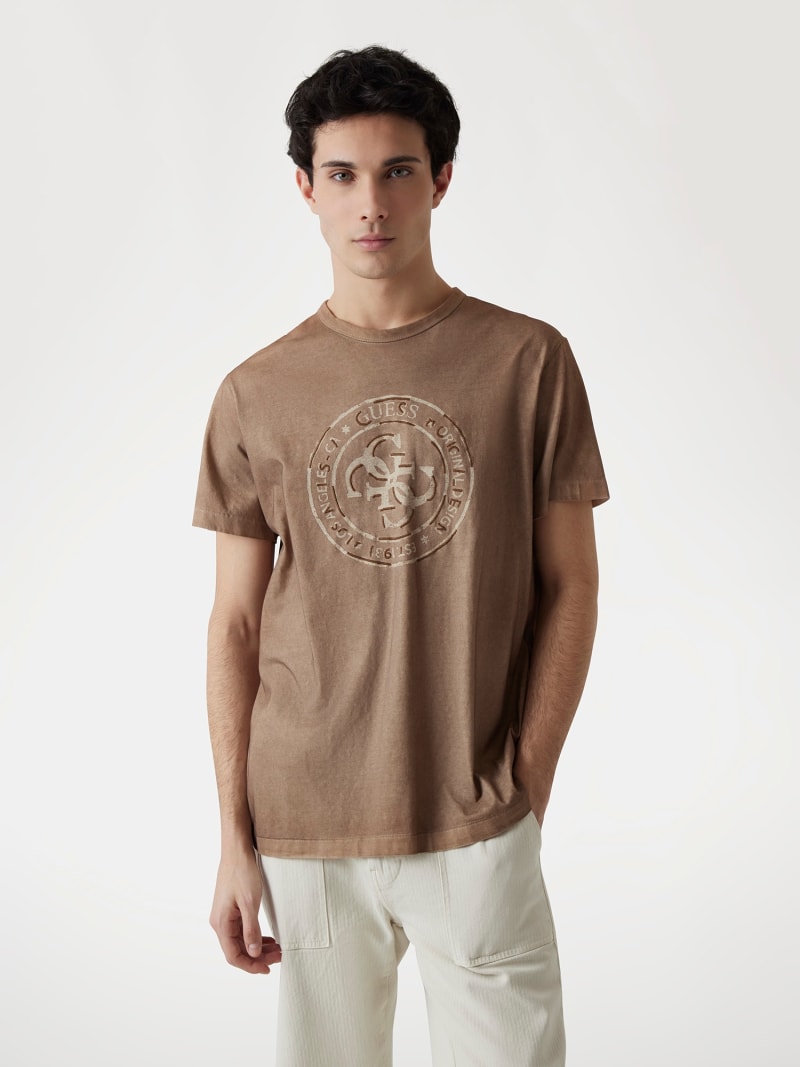 T-shirt à col ras-du-cou et drapeau brodé | Marron | Tommy Hilfiger
