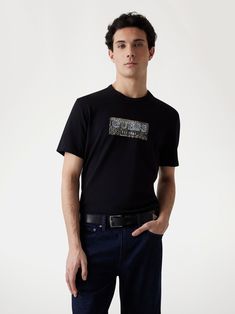 T-shirt Guess Garçon - Logo Triangle Bleu Coupe Classique
