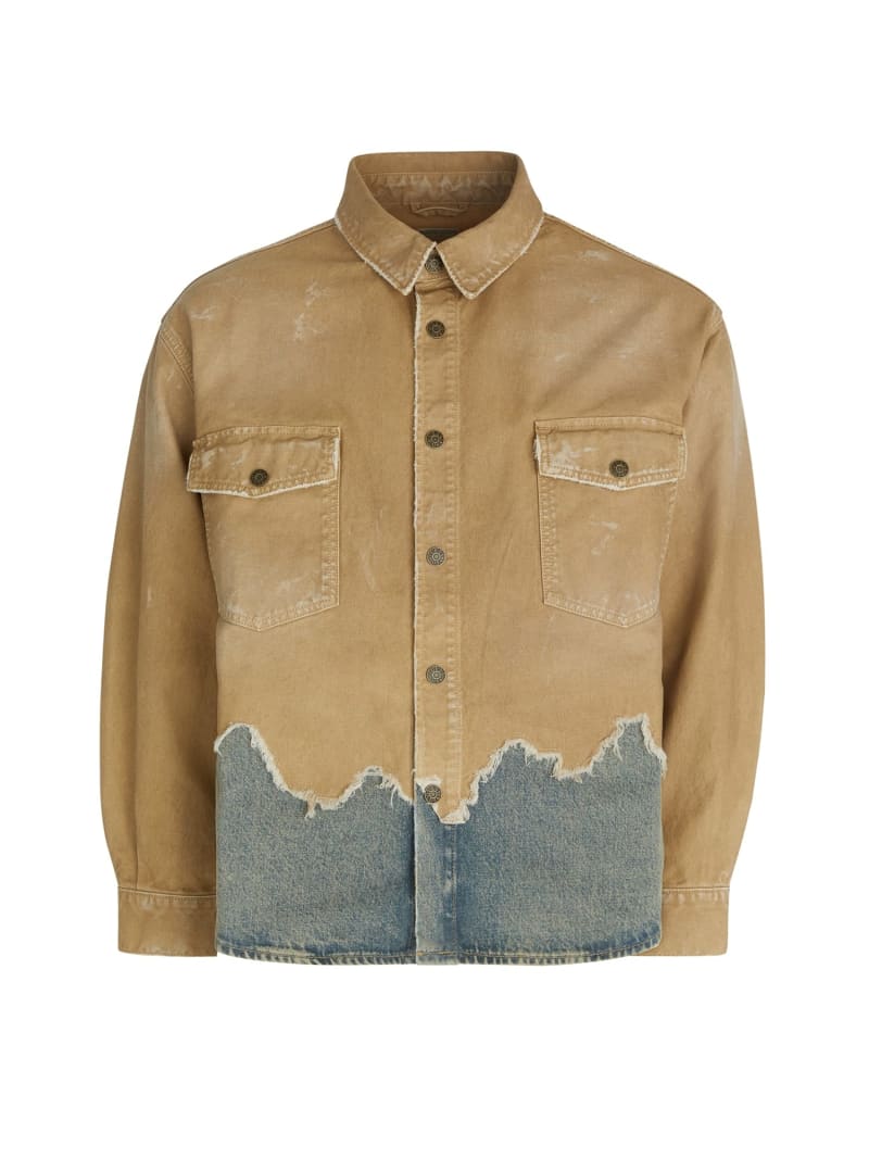 GUESS® Layered distressed shirt jacket GUESS® Layered distressed shirt jacket