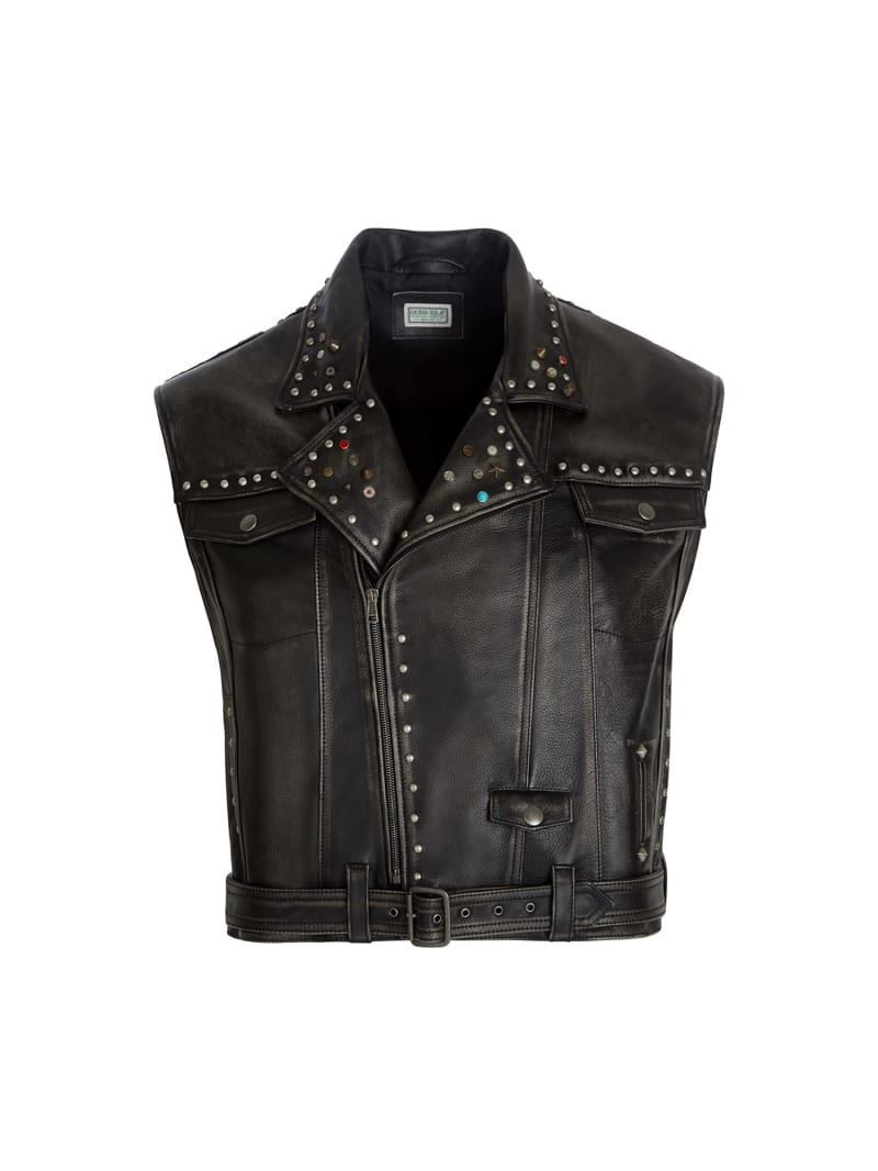 Leather Jacket Giubbotto Di Pelle Borchie Guess Giacca Di Pelle