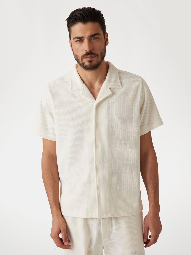 Camicia in misto lyocell jacquard Uomo