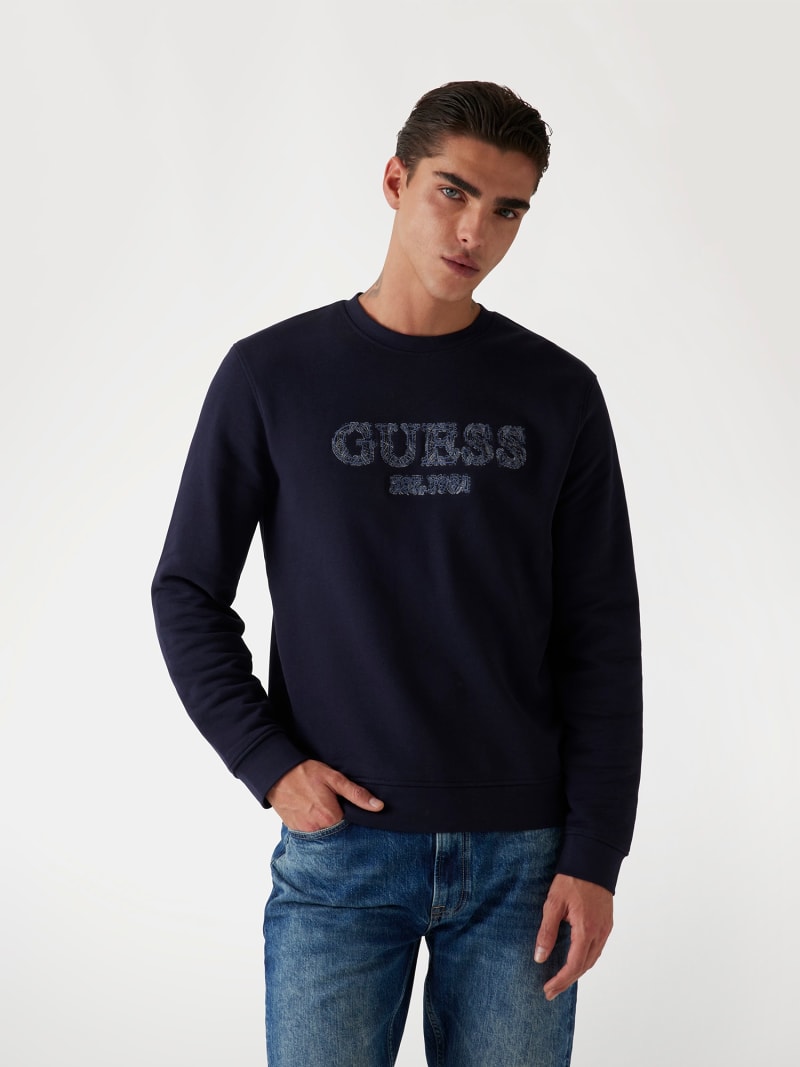Guess lounge logo crew sweatshirt outlet