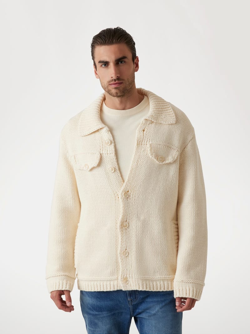 GUESS Button up trucker sweater jacket Men