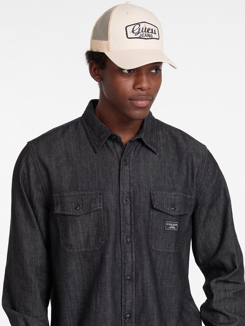 GUESS Casquette Logo Métal Jeans - Casquette Blanc 100% Coton