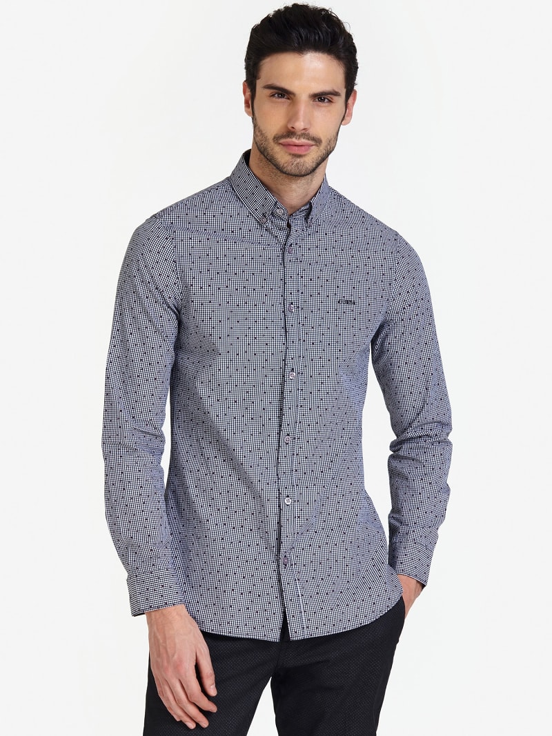 Camicia Motivo Micro Quadri Shop Online Ufficiale Guess