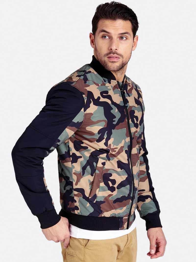 guess camo bomber jacket