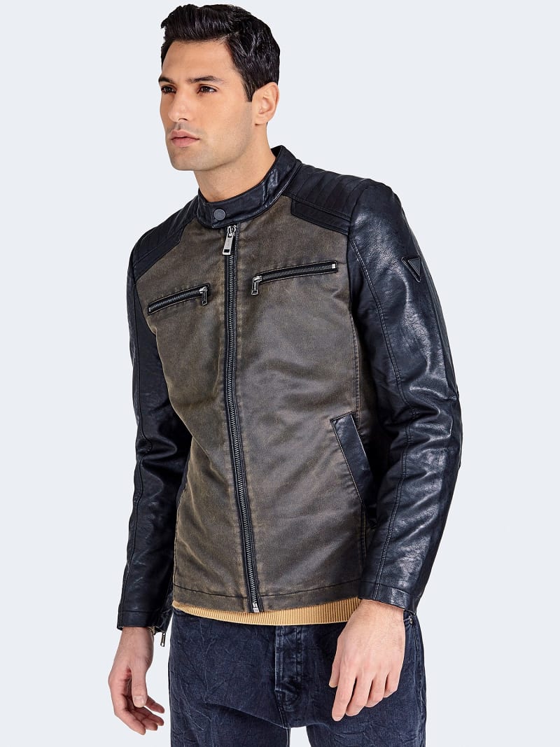 biker jacket guess